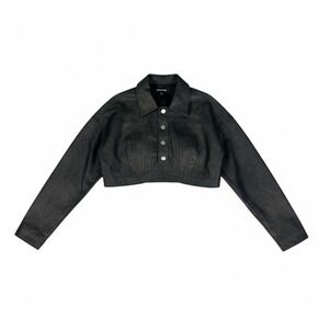 PrettyLittleThing Cropped Faux Leather Jacket Black S – NWT